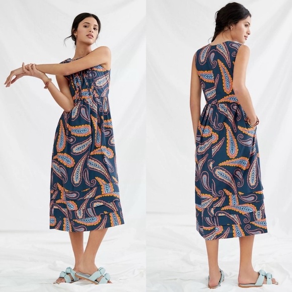 Anthropologie Atelier 1756 Paisley Embroidered Midi Dress, size XL - Picture 1 of 6